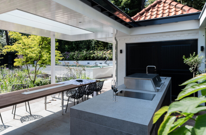 outdoor kitchen with design gas barbecue