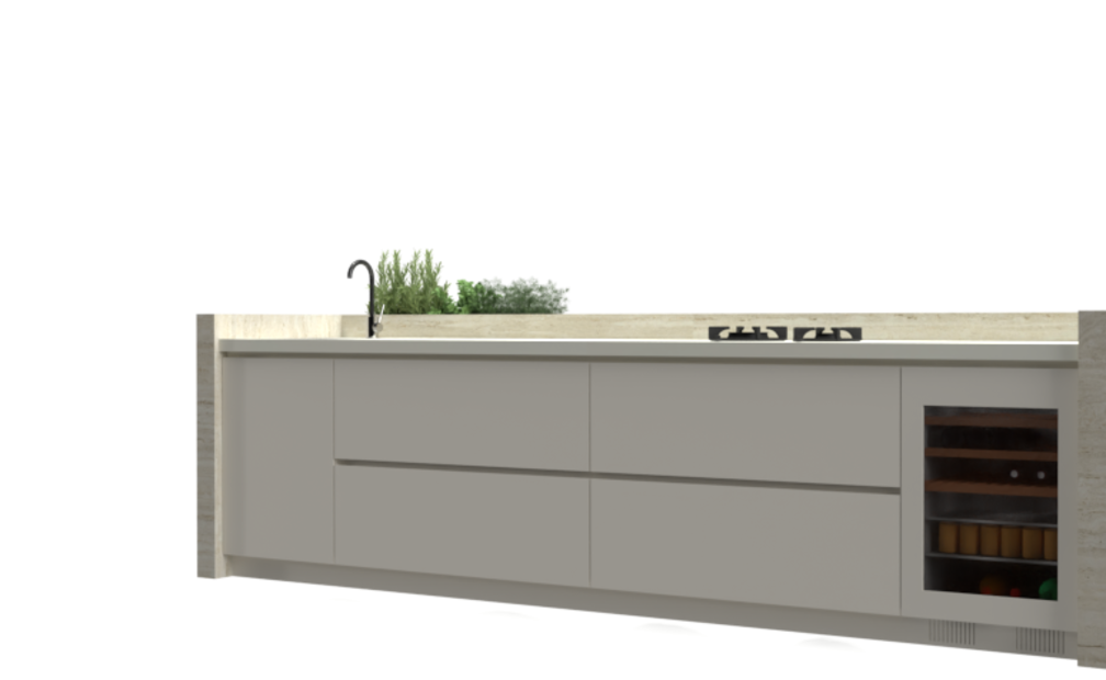 Luxe buitenkeuken met wijnkoelkast en gasfornuis